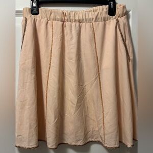 Cache Cream A-Line Skirt with Brown Trim